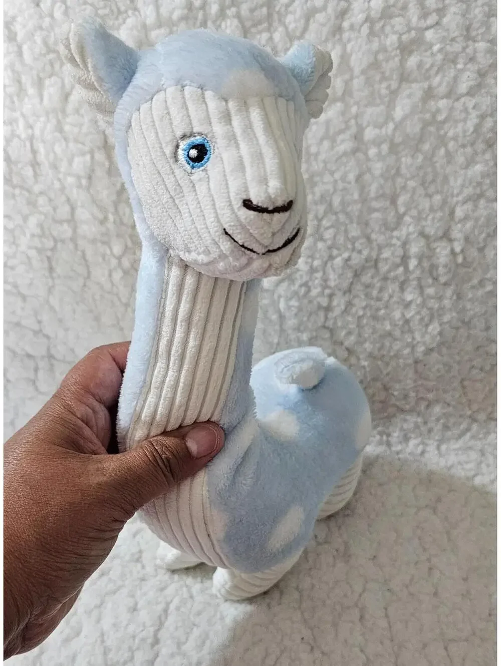 New Pet Factory Logical Llama Plush Dog Toy Blue White Squeaky Durable Soft 12